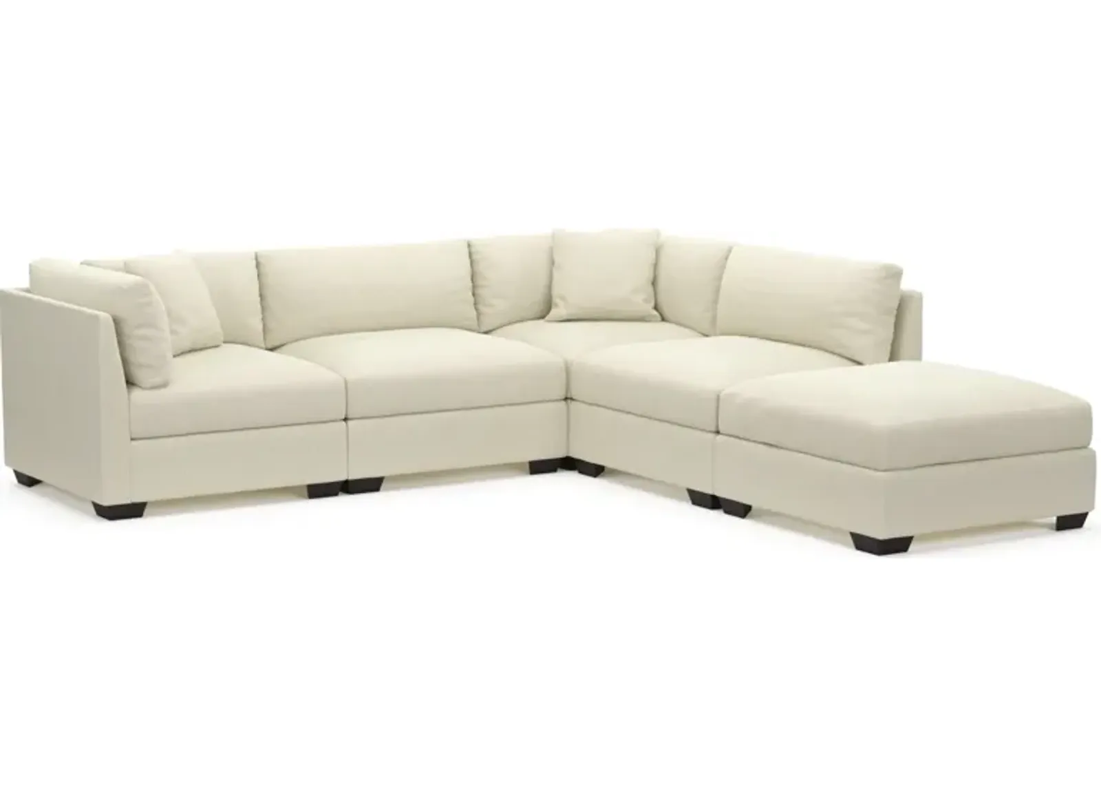 Beckham Foam Comfort 4-Piece Sectional and Ottoman - Fincher Ivory