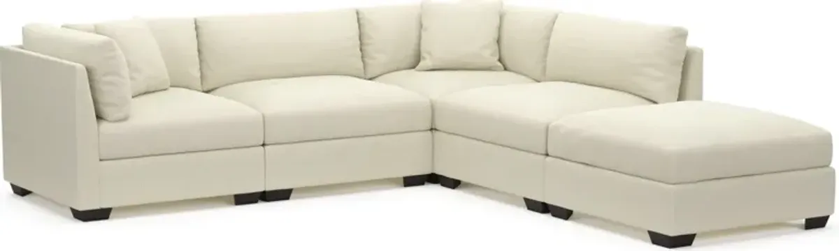 Beckham Foam Comfort 4-Piece Sectional and Ottoman - Fincher Ivory