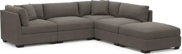 Beckham Foam Comfort 4-Piece Sectional and Ottoman - Presidio Steel