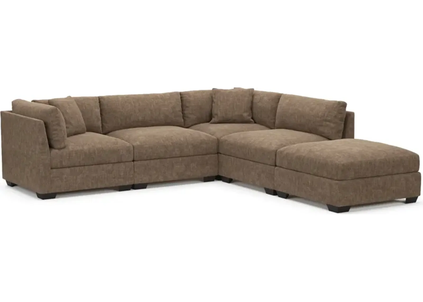 Beckham Foam Comfort 4-Piece Sectional and Ottoman - Argo Java