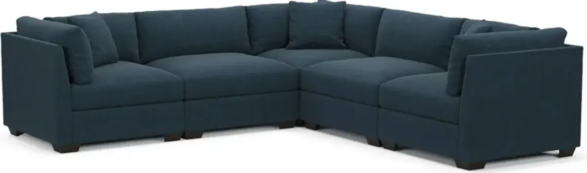 Beckham Foam Comfort 5-Piece Sectional - Broderick Indigo