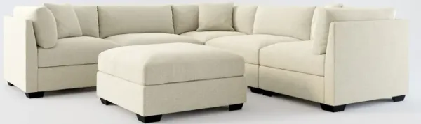 Beckham Foam Comfort 5-Piece Sectional and Ottoman - Broderick Charcoal