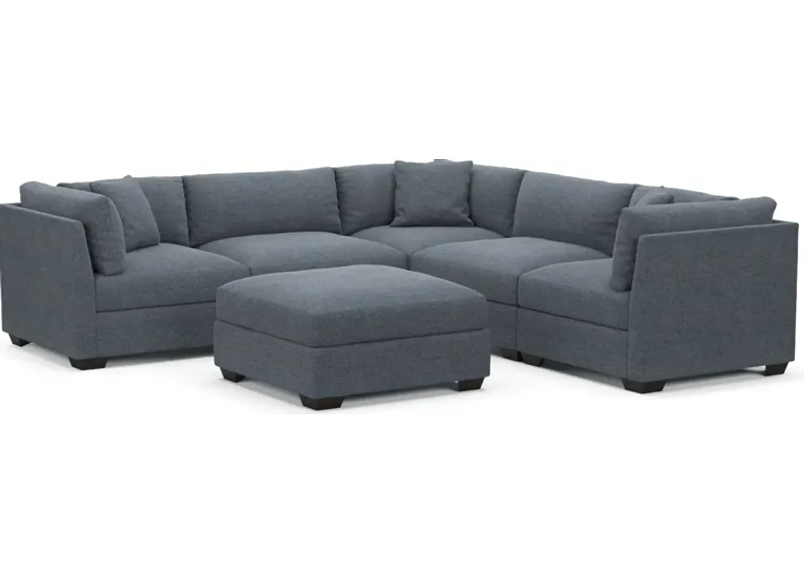 Beckham Foam Comfort 5-Piece Sectional and Ottoman - Bridger Navy