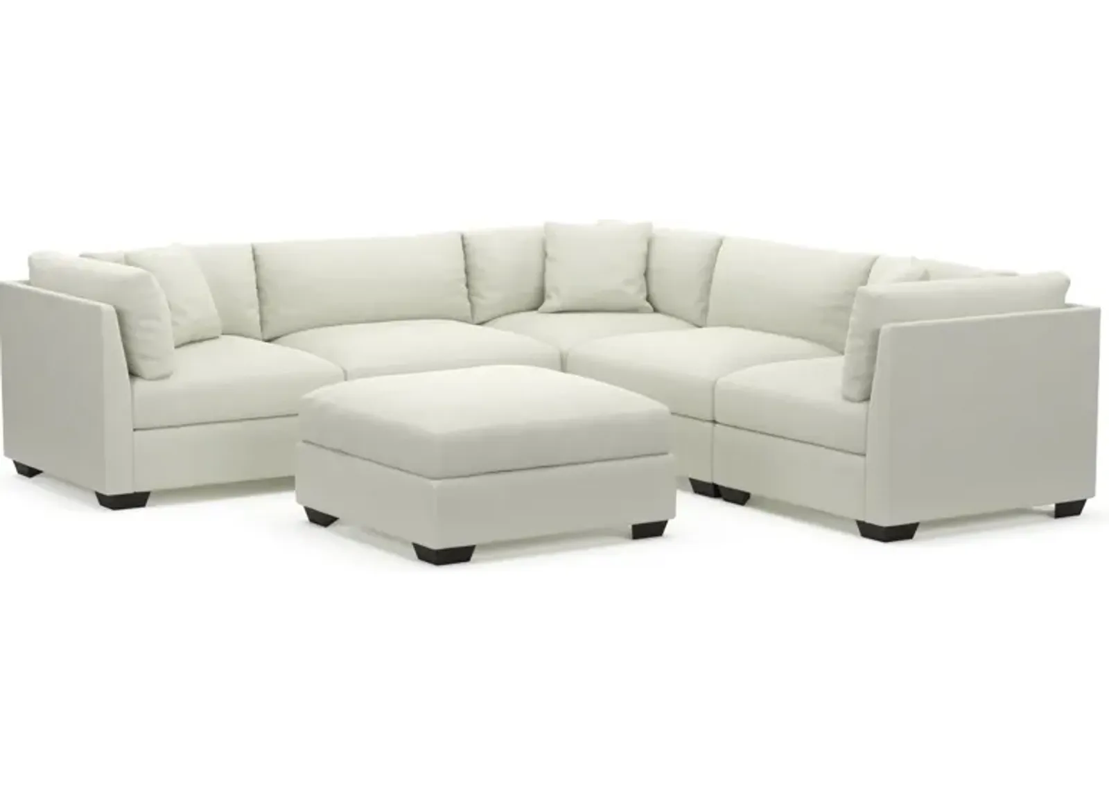 Beckham Foam Comfort 5-Piece Sectional and Ottoman - Liv Arctic