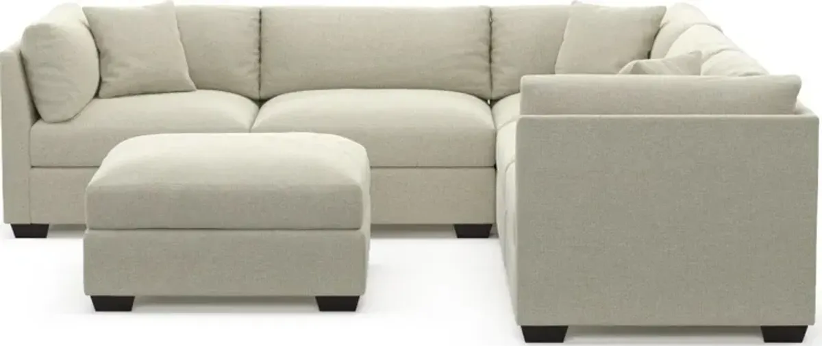 Beckham Foam Comfort 5-Piece Sectional and Ottoman - Liv Dove