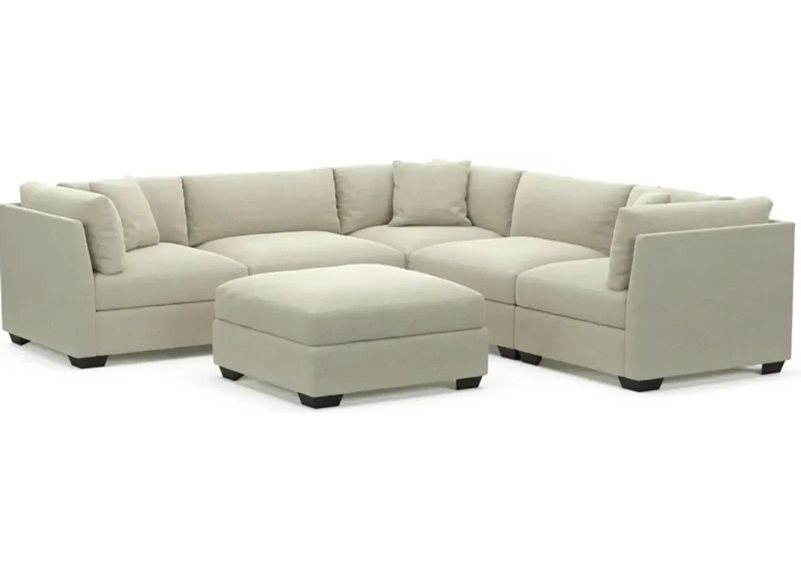 Beckham Foam Comfort 5-Piece Sectional and Ottoman - Liv Dove