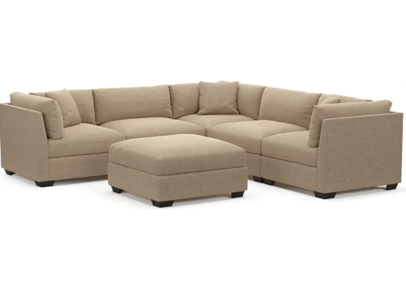 Beckham Foam Comfort 5-Piece Sectional and Ottoman - Liv Wicker