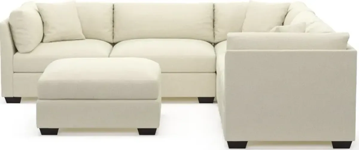 Beckham Foam Comfort 5-Piece Sectional and Ottoman - Fincher Ivory