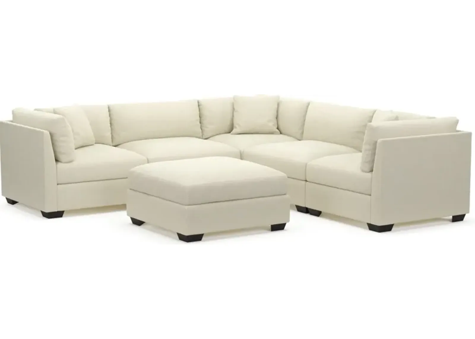 Beckham Foam Comfort 5-Piece Sectional and Ottoman - Fincher Ivory