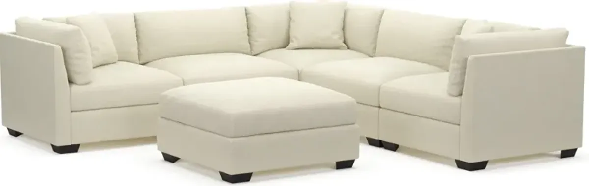 Beckham Foam Comfort 5-Piece Sectional and Ottoman - Fincher Ivory