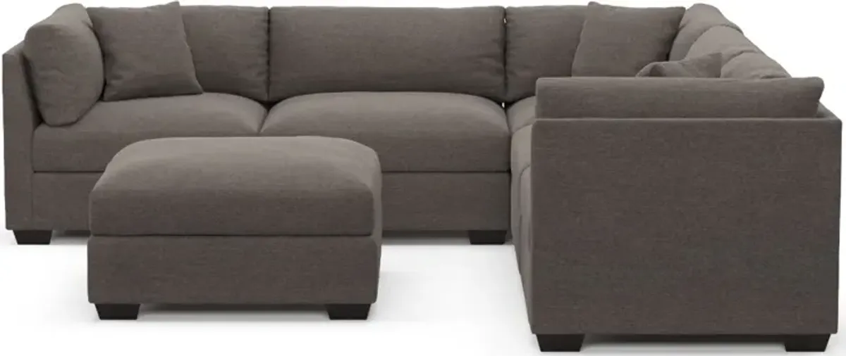 Beckham Foam Comfort 5-Piece Sectional and Ottoman - Presidio Steel