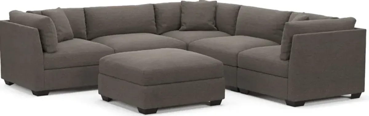 Beckham Foam Comfort 5-Piece Sectional and Ottoman - Presidio Steel