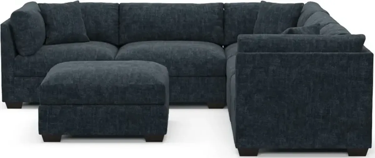 Beckham Foam Comfort 5-Piece Sectional and Ottoman - Argo Navy