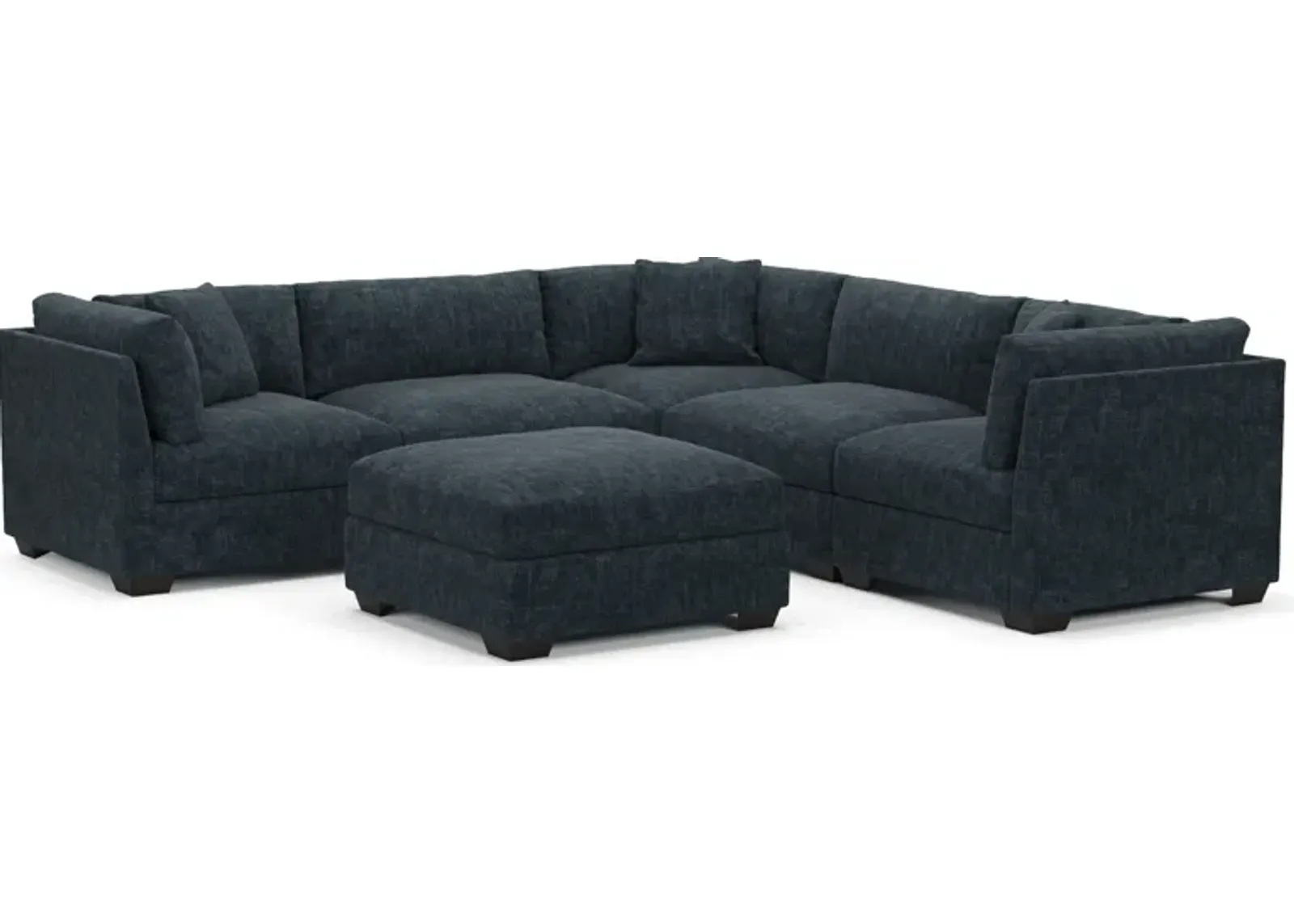 Beckham Foam Comfort 5-Piece Sectional and Ottoman - Argo Navy