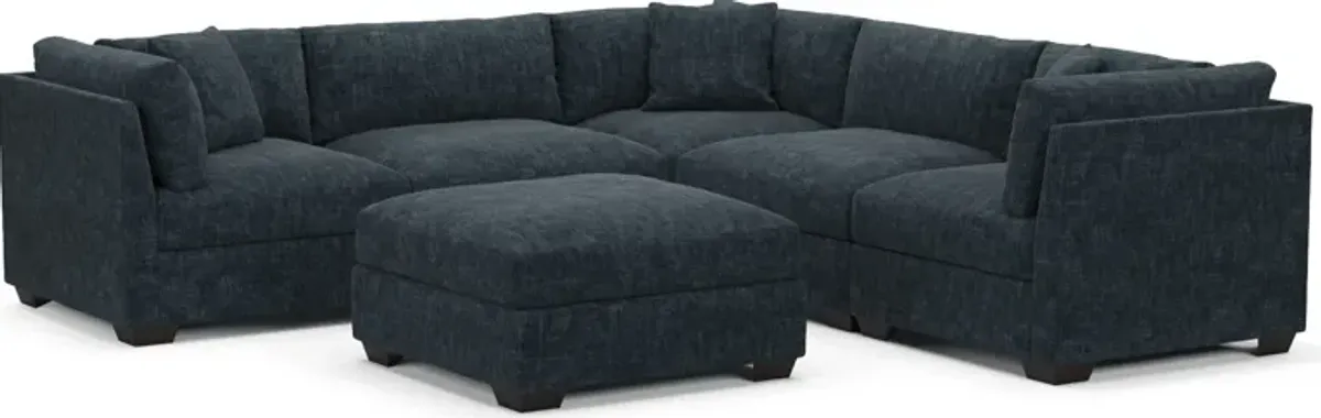 Beckham Foam Comfort 5-Piece Sectional and Ottoman - Argo Navy