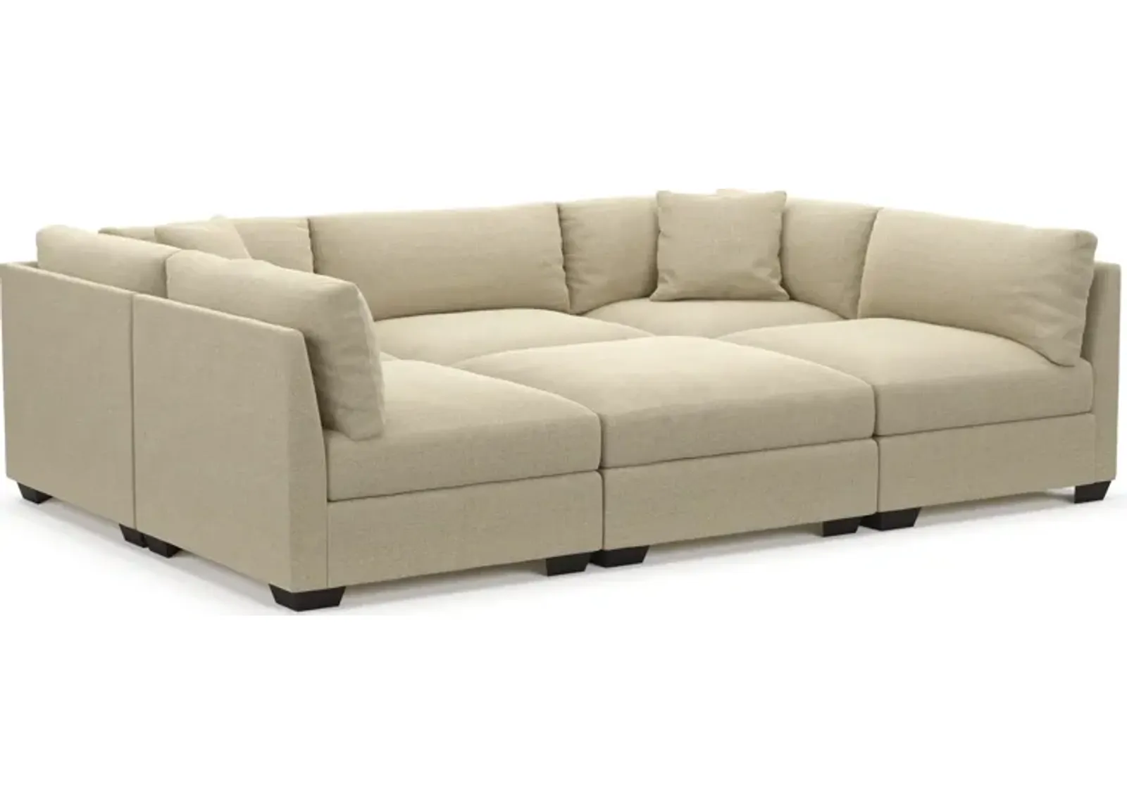 Beckham Foam Comfort 6-Piece Pit Sectional - Broderick Sand