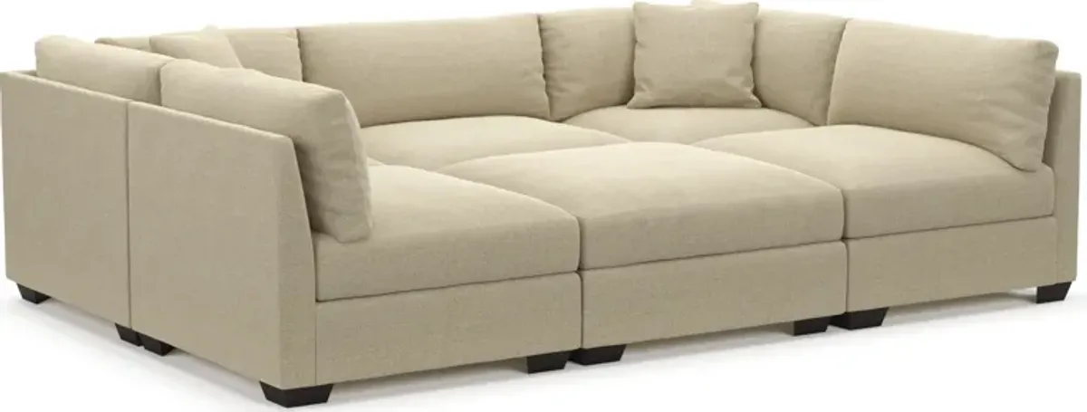 Beckham Foam Comfort 6-Piece Pit Sectional - Broderick Sand