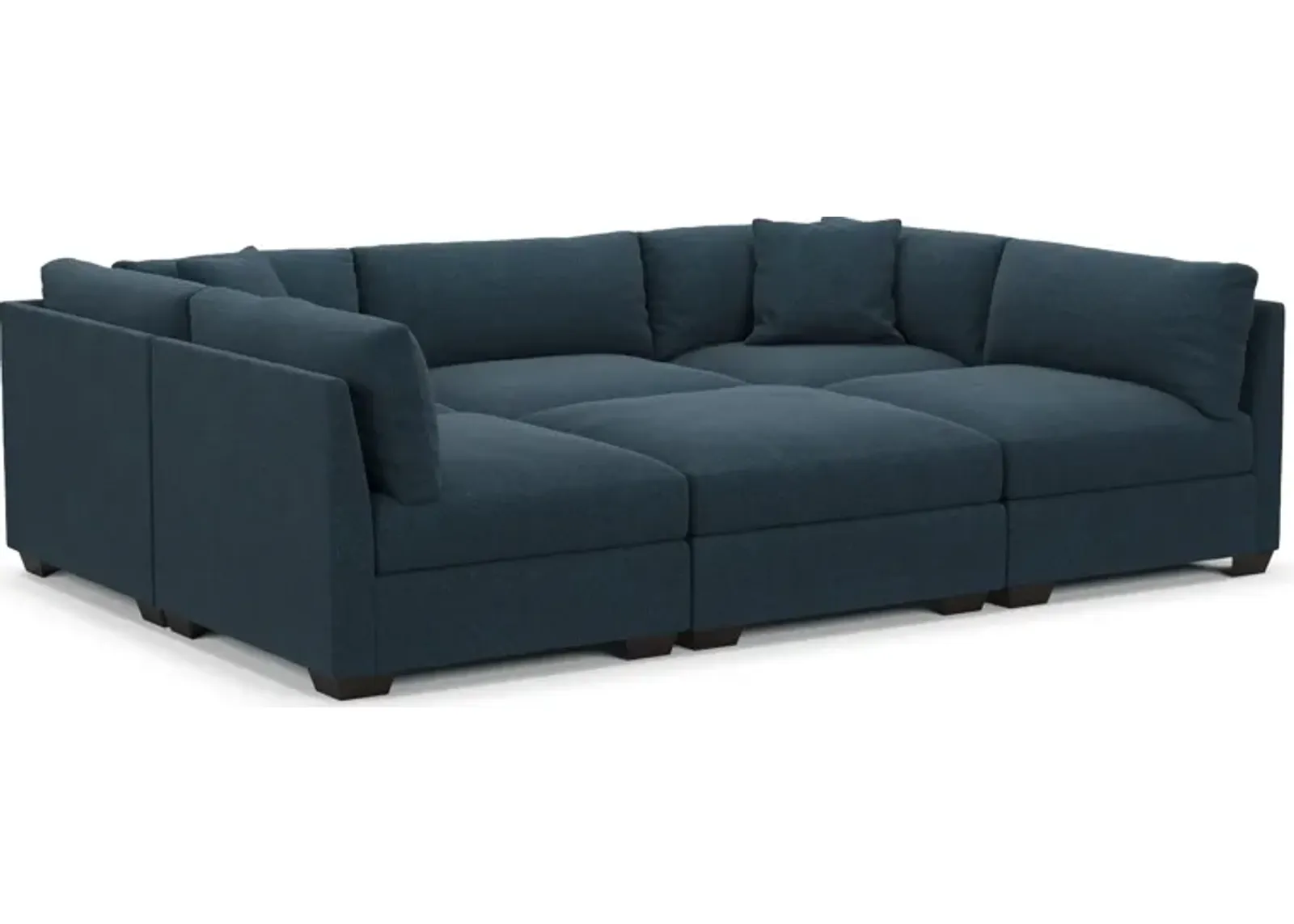 Beckham Foam Comfort 6-Piece Pit Sectional - Broderick Indigo