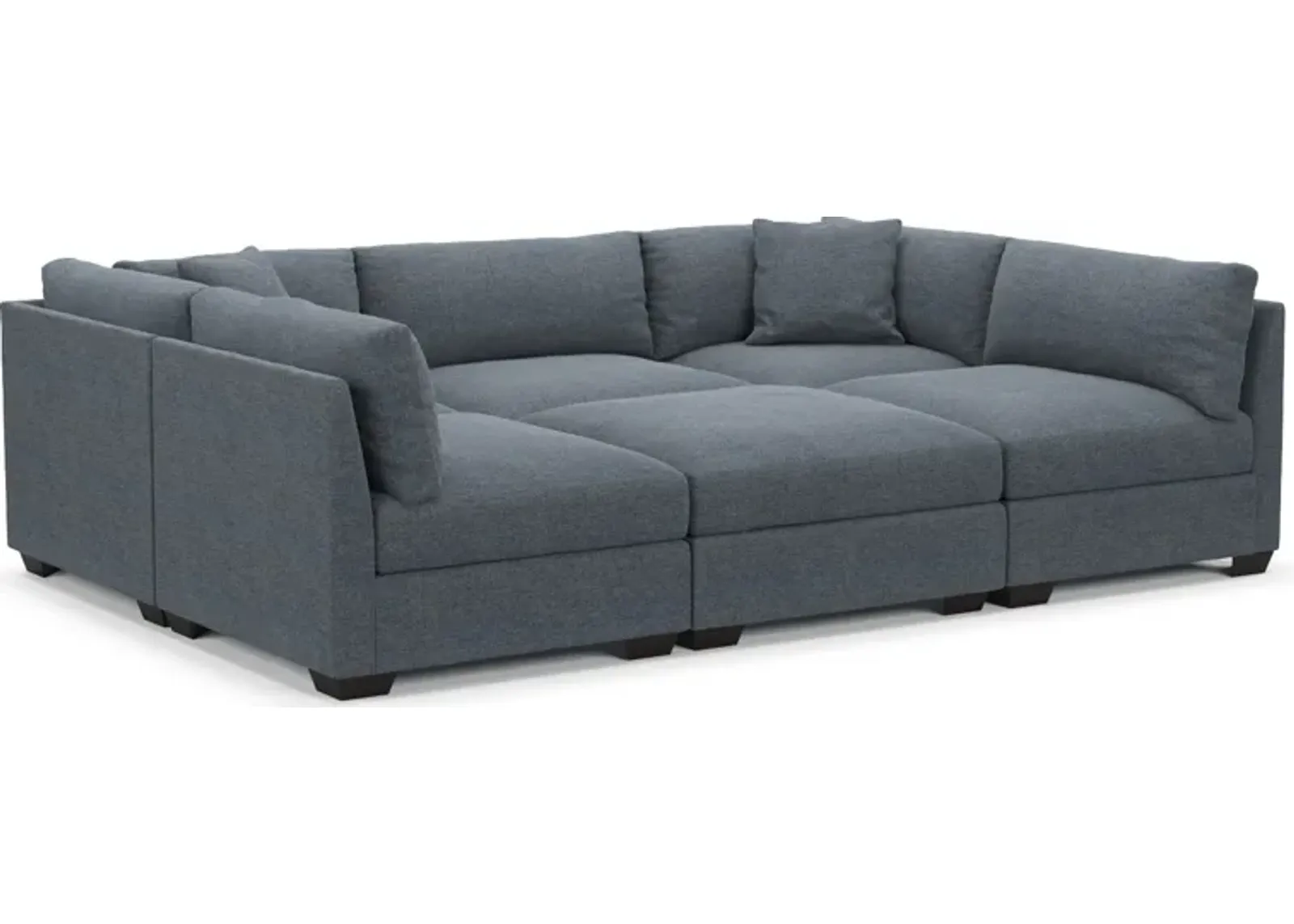 Beckham Foam Comfort 6-Piece Pit Sectional - Bridger Navy