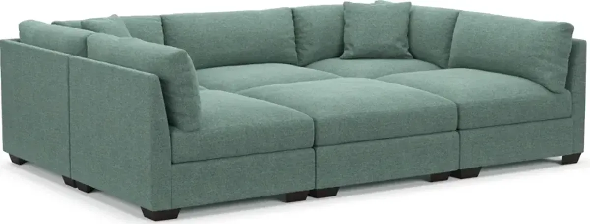 Beckham Foam Comfort 6-Piece Pit Sectional - Bridger Jade