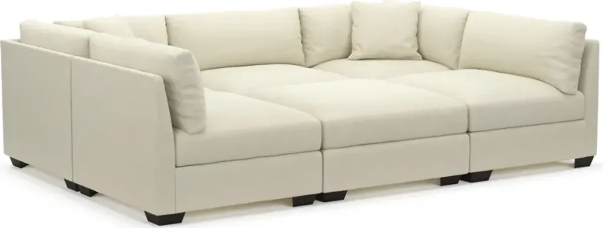 Beckham Foam Comfort 6-Piece Pit Sectional - Fincher Ivory