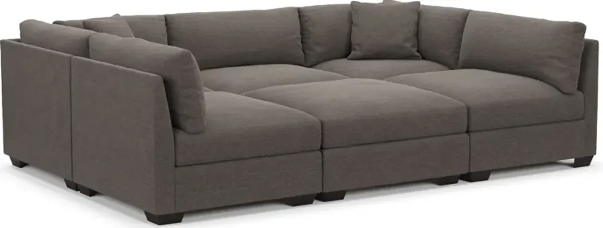 Beckham Foam Comfort 6-Piece Pit Sectional - Presidio Steel