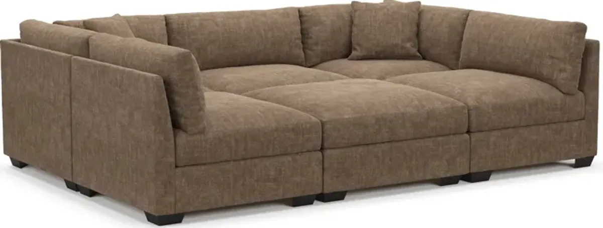 Beckham Foam Comfort 6-Piece Pit Sectional - Argo Java