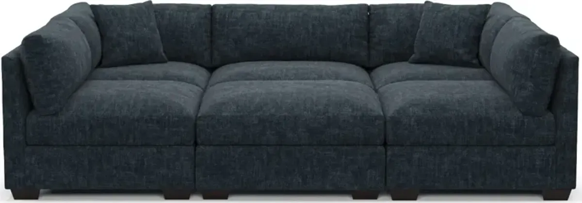 Beckham Foam Comfort 6-Piece Pit Sectional - Argo Navy