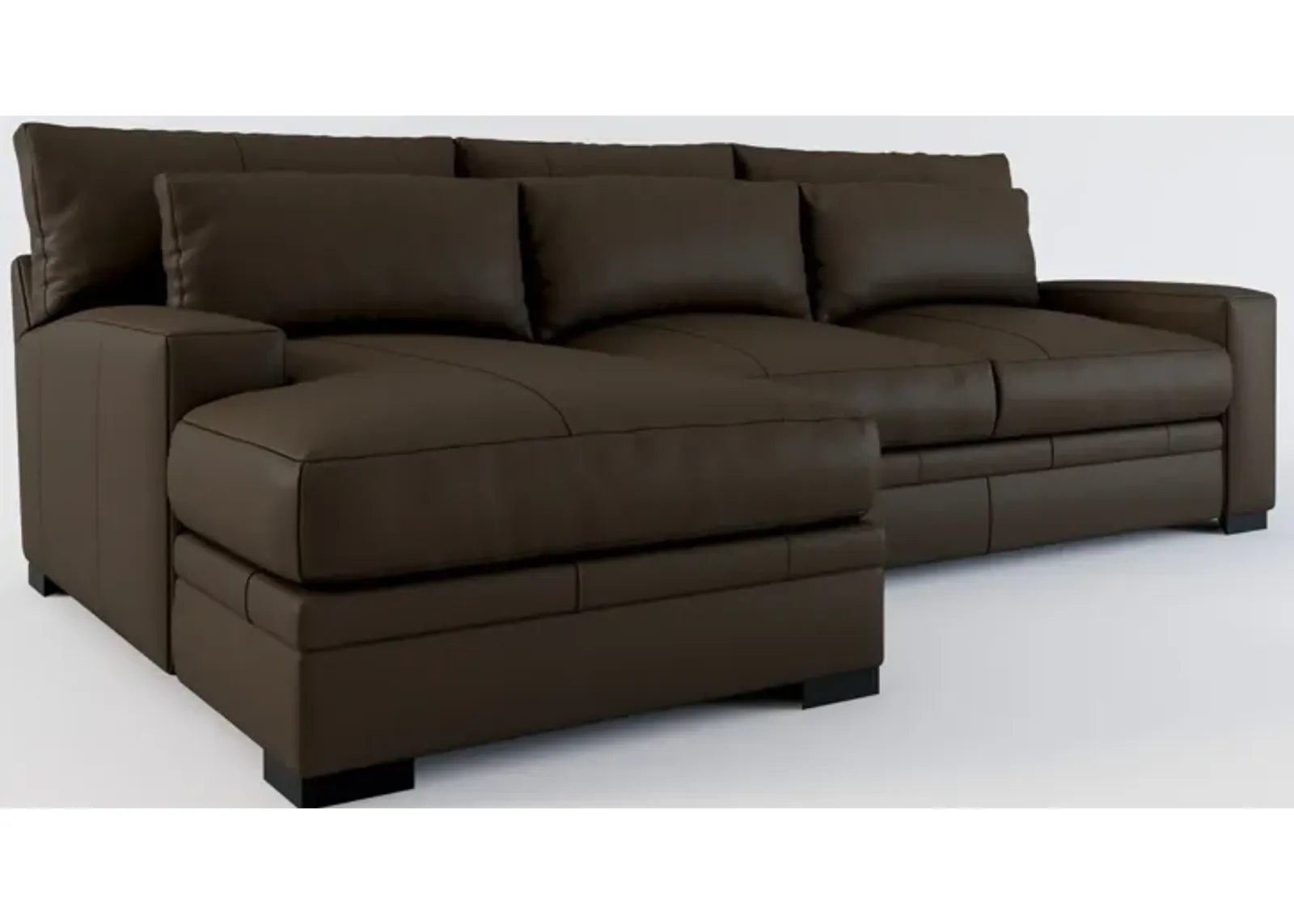 Winston 2-Piece Leather Foam Comfort Sectional With Left-Facing Chaise - Siena Dark Stone