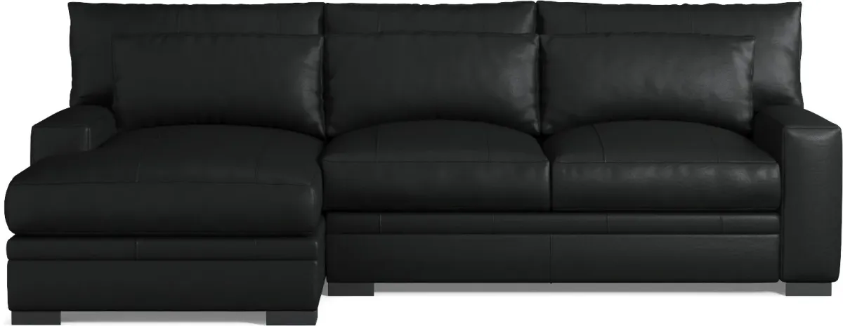 Winston 2-Piece Leather Foam Comfort Sectional With Left-Facing Chaise - Siena Black