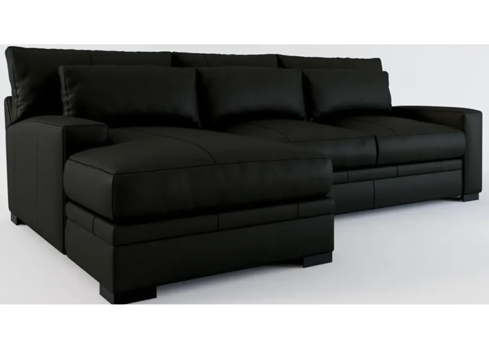 Winston 2-Piece Leather Foam Comfort Sectional With Left-Facing Chaise - Siena Black