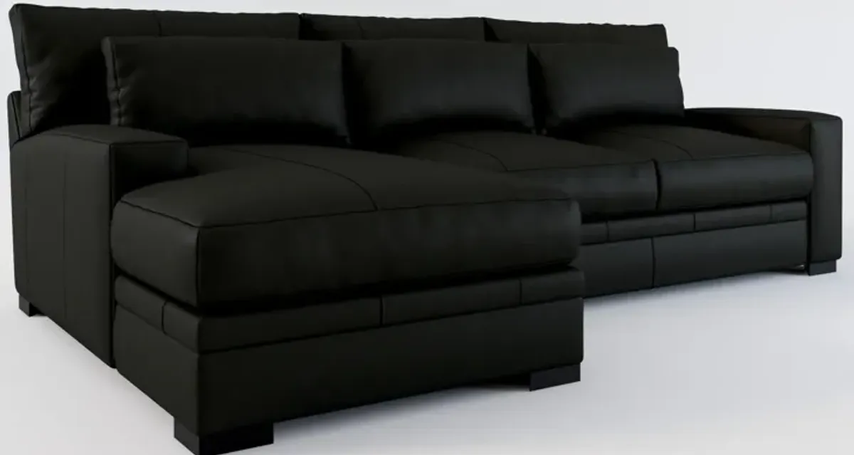 Winston 2-Piece Leather Foam Comfort Sectional With Left-Facing Chaise - Siena Black