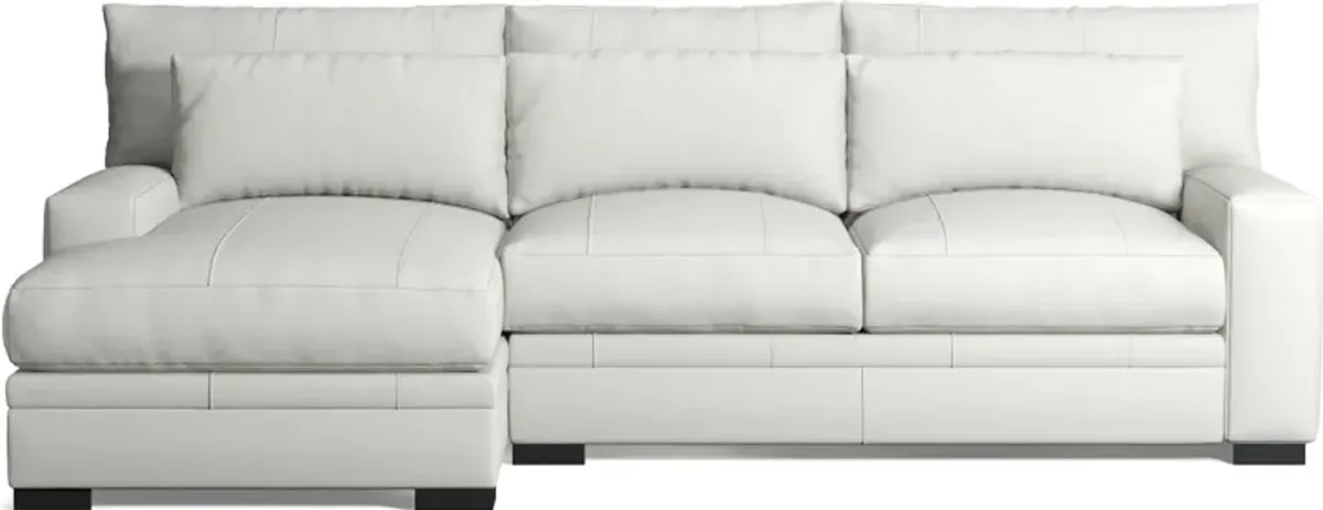 Winston 2-Piece Leather Foam Comfort Sectional With Left-Facing Chaise - Siena Snow