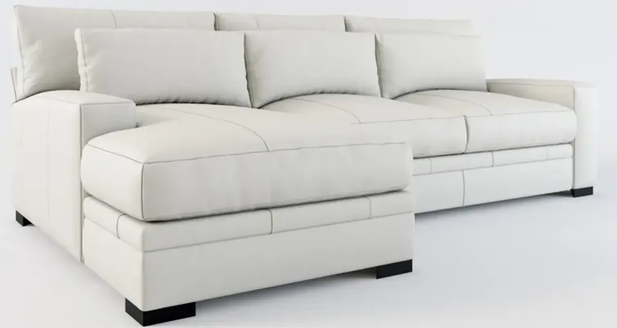 Winston 2-Piece Leather Foam Comfort Sectional With Left-Facing Chaise - Siena Snow