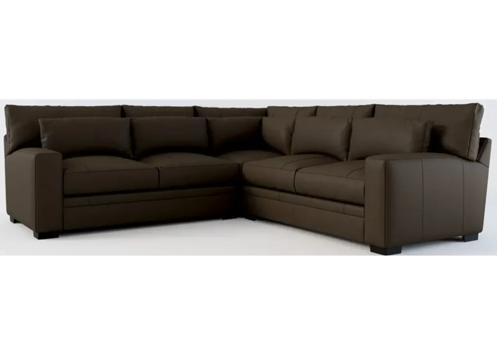 Winston 3-Piece Leather Foam Comfort Sectional - Siena Dark Stone