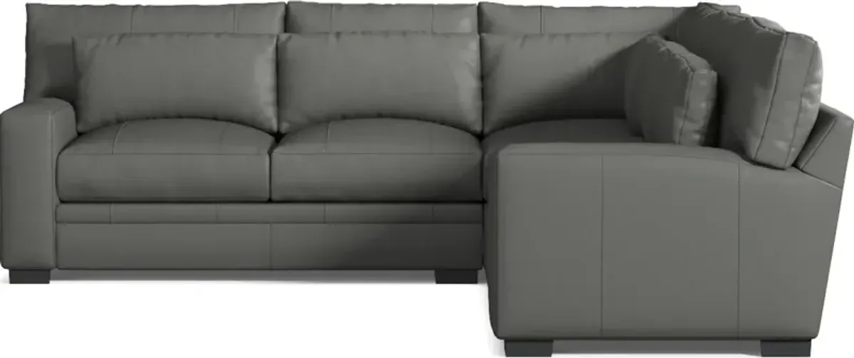 Winston 3-Piece Leather Foam Comfort Sectional - Siena Light Gray