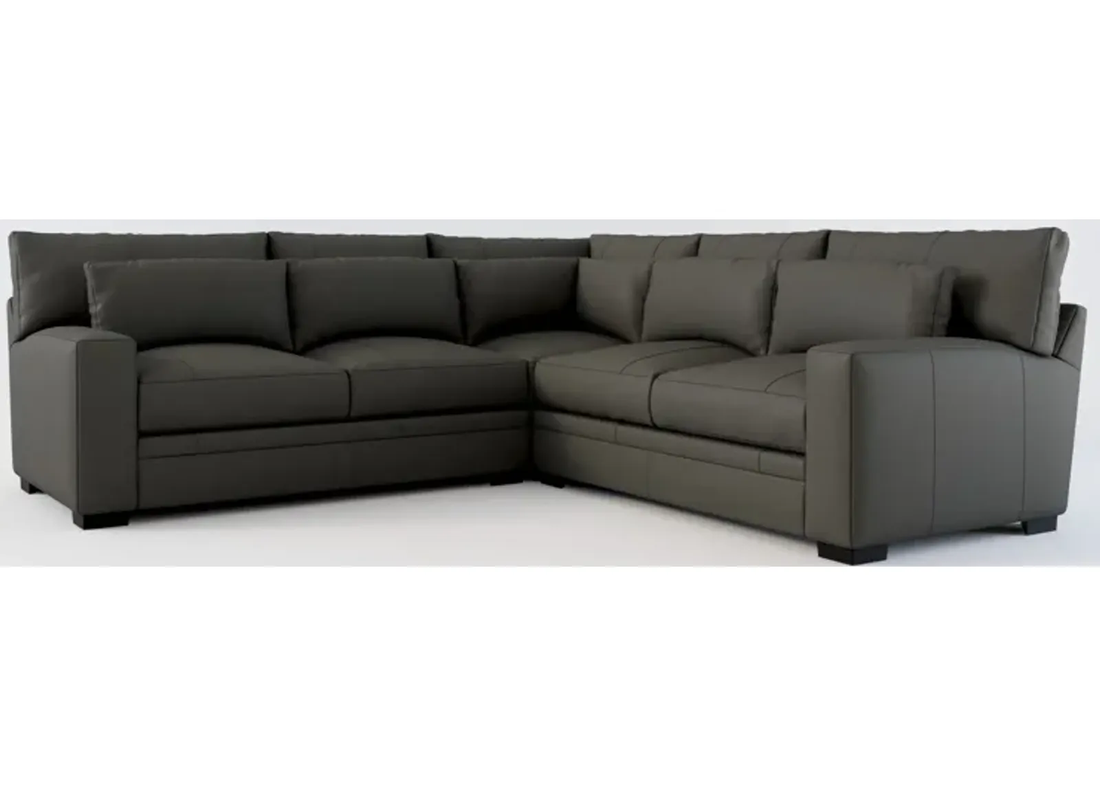 Winston 3-Piece Leather Foam Comfort Sectional - Siena Light Gray