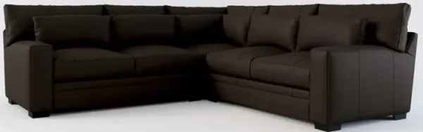 Winston 3-Piece Leather Foam Comfort Sectional - Siena Dark Brown