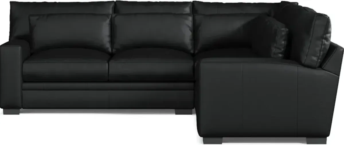 Winston 3-Piece Leather Foam Comfort Sectional - Siena Black