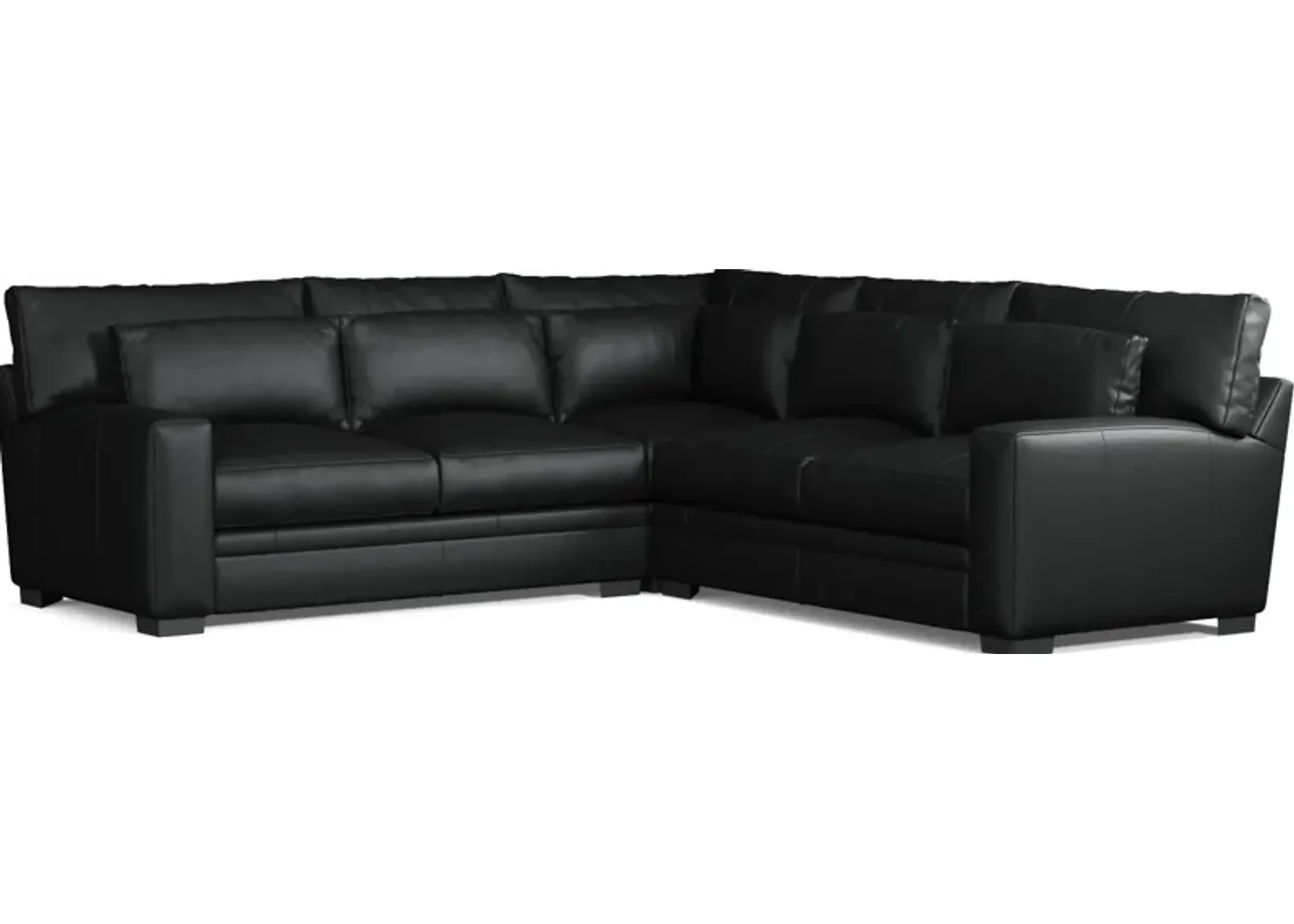 Winston 3-Piece Leather Foam Comfort Sectional - Siena Black