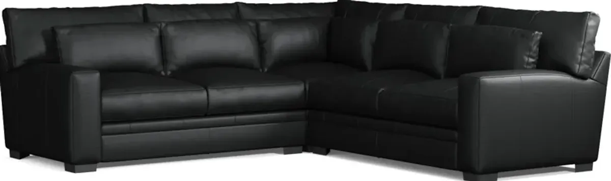 Winston 3-Piece Leather Foam Comfort Sectional - Siena Black