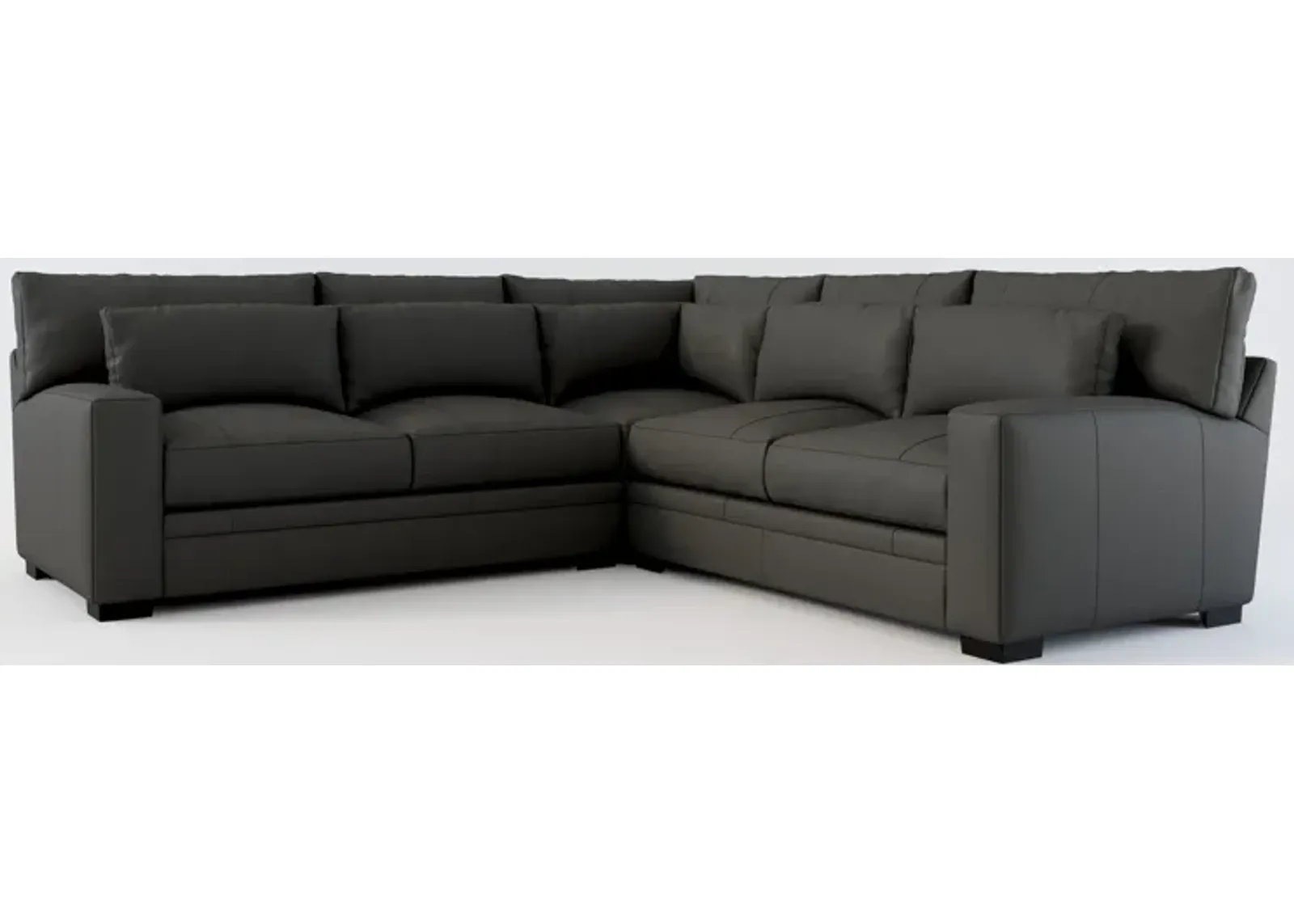 Winston 3-Piece Leather Foam Comfort Sectional - Siena Steel