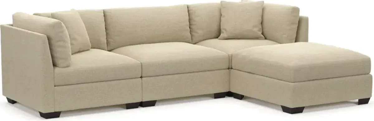 Beckham Hybrid Comfort 3-Piece Sofa and Ottoman - Broderick Sand