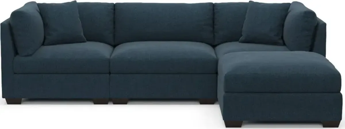 Beckham Hybrid Comfort 3-Piece Sofa and Ottoman - Broderick Indigo