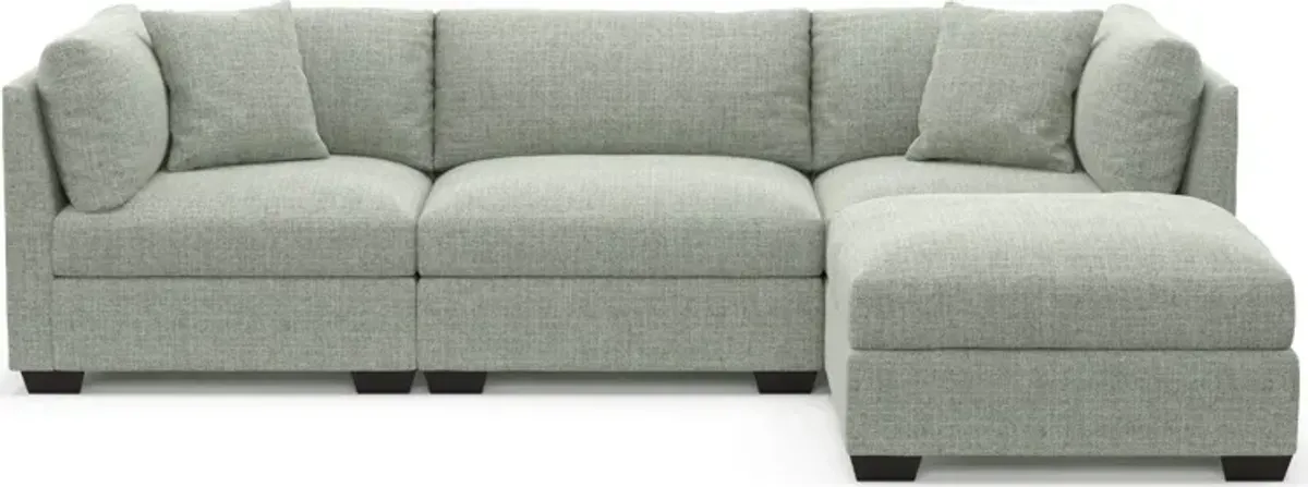 Beckham Hybrid Comfort 3-Piece Sofa and Ottoman - Broderick Sea Glass