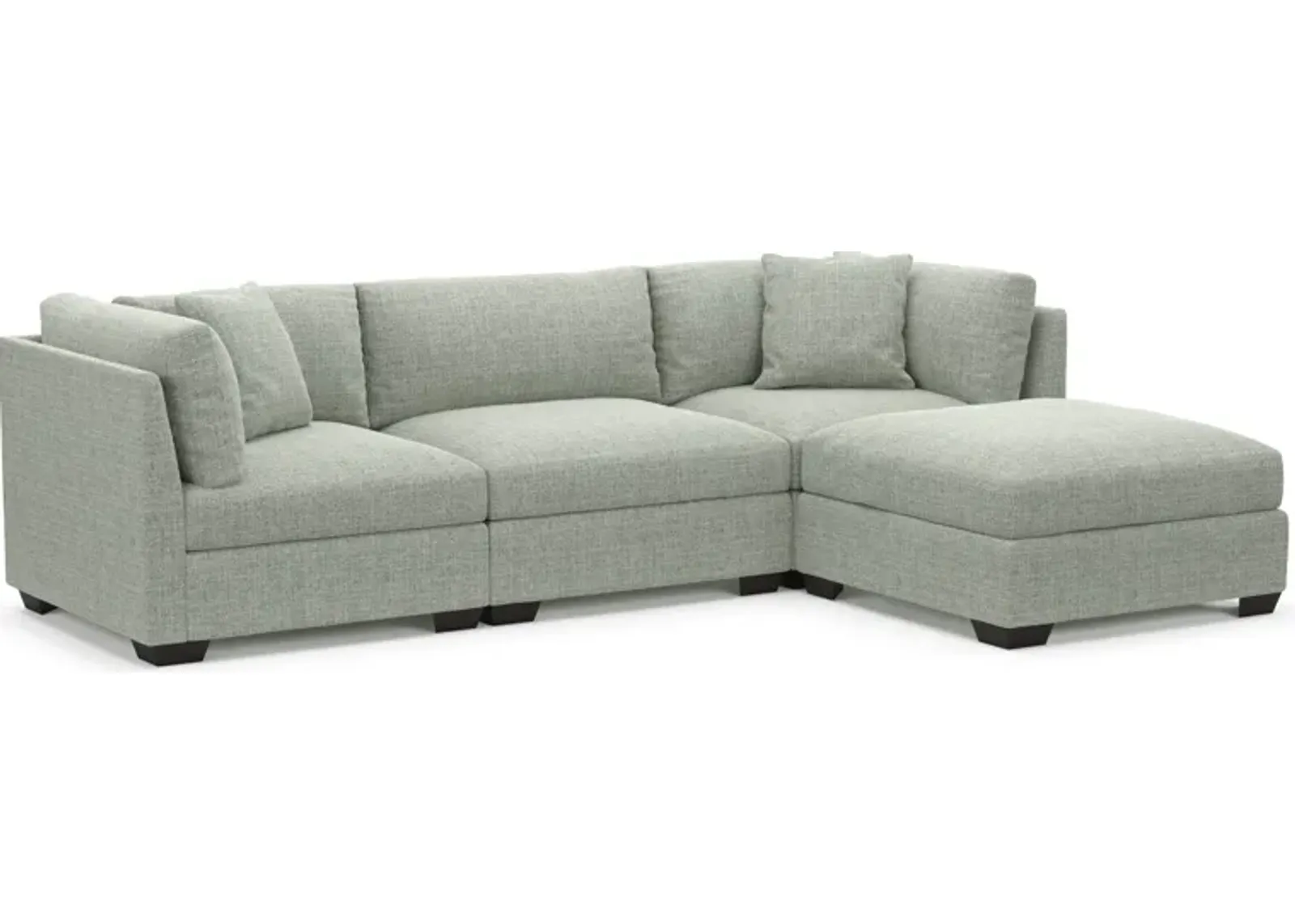 Beckham Hybrid Comfort 3-Piece Sofa and Ottoman - Broderick Sea Glass