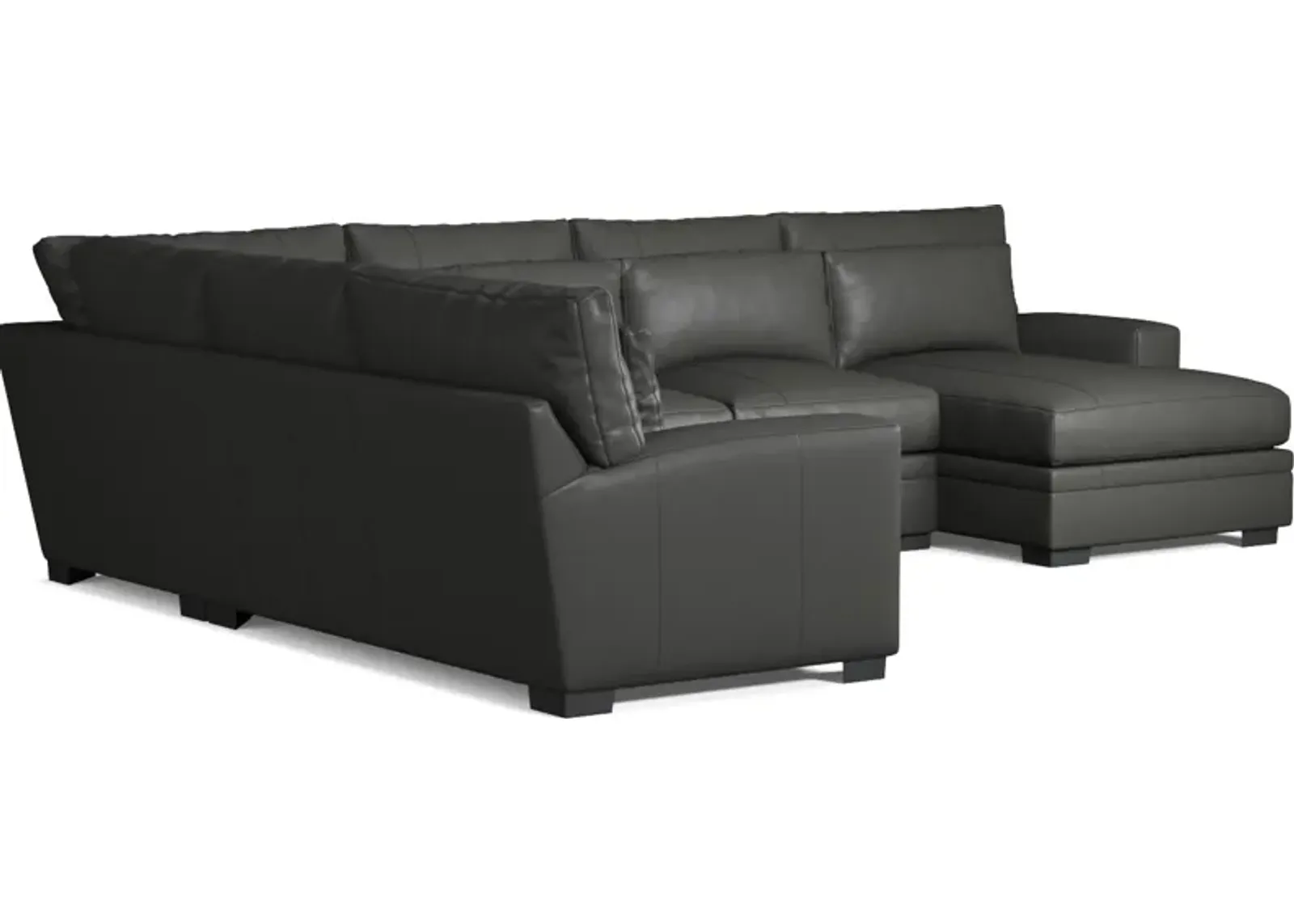 Winston 4-Piece Leather Foam Comfort Sectional With Right-Facing Chaise - Siena Steel