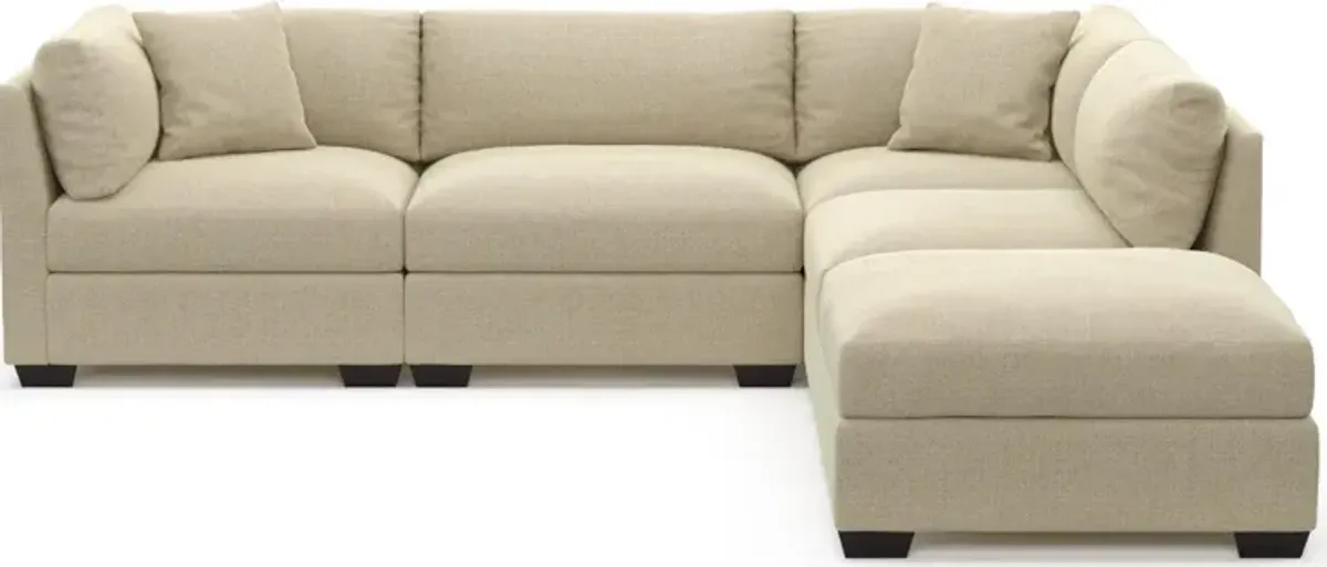 Beckham Hybrid Comfort 4-Piece Sectional and Ottoman - Broderick Sand