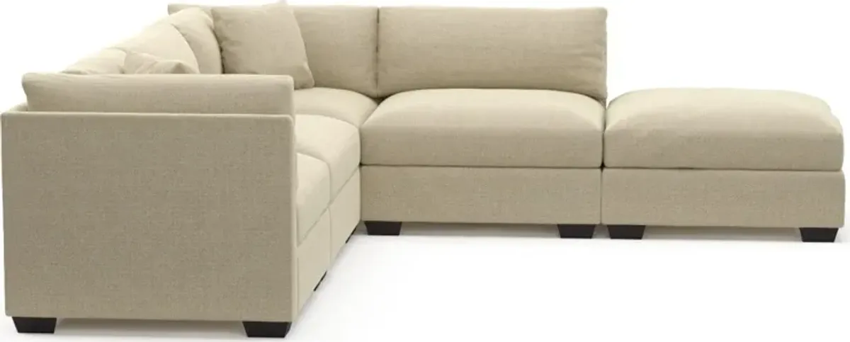 Beckham Hybrid Comfort 4-Piece Sectional and Ottoman - Broderick Sand