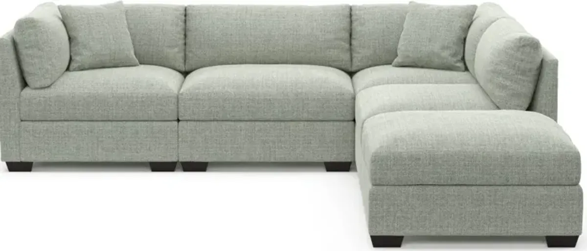 Beckham Hybrid Comfort 4-Piece Sectional and Ottoman - Broderick Sea Glass